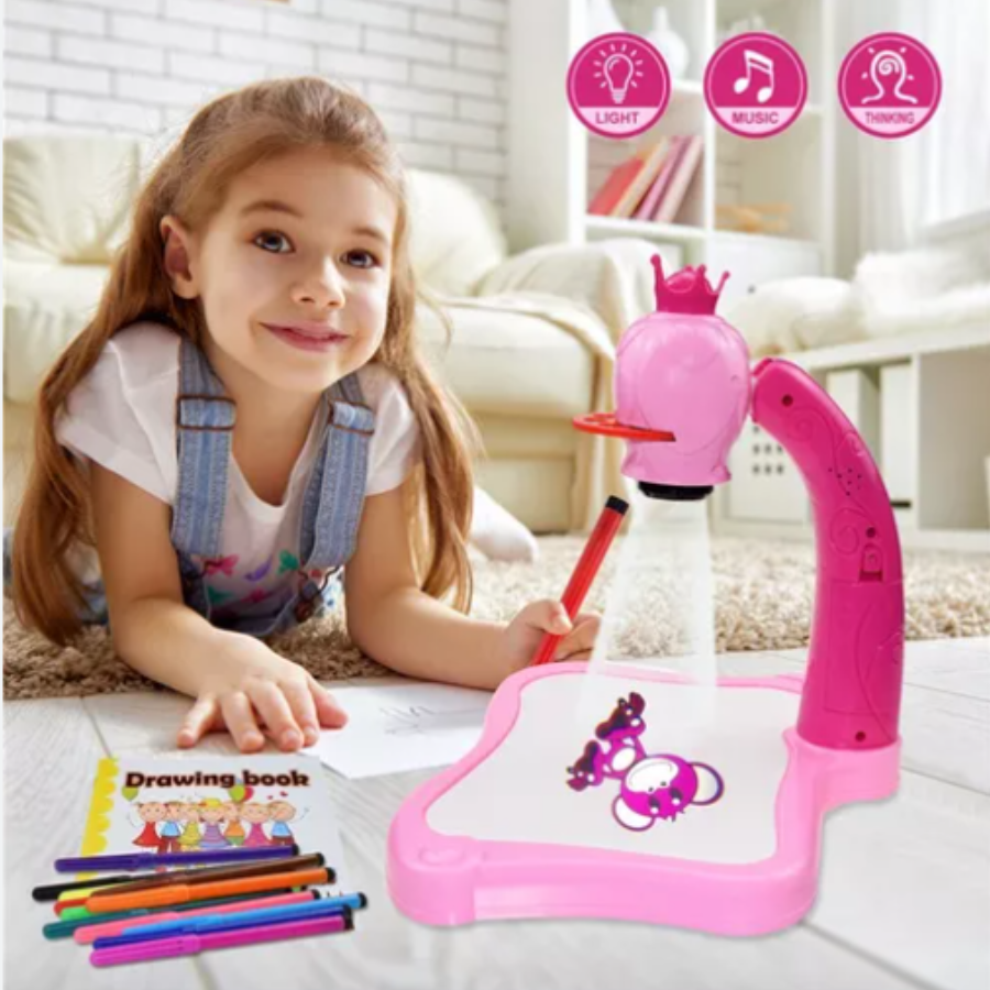 Tablero de dibujo de arte con proyector Led para niños